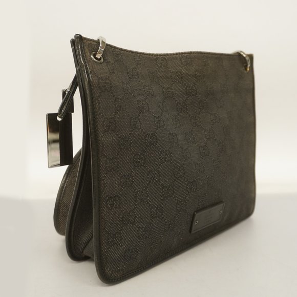 GUCCIAuth 91762 Women's GG Canvas Shoulder Bag Black - Picture 2 of 10